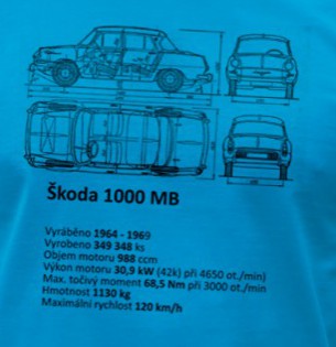 Tričko Škoda 1000 MB plánek