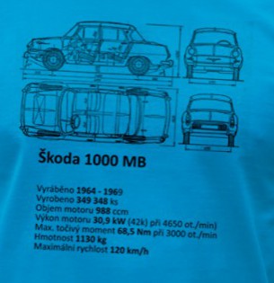 Tričko Škoda 1000 MB plánek